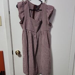 SHEIN Brown and White Flutter Sleeve Sundress